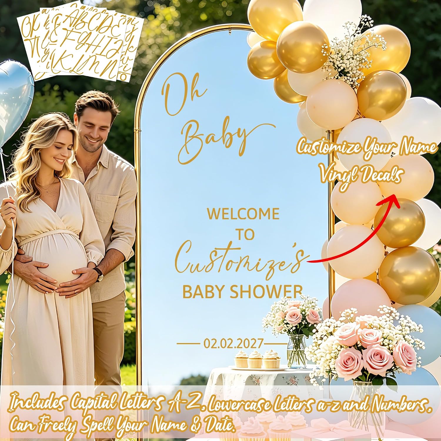 Baby Shower Welcome Signs Mirror Decals Custom Oh Baby Sign Vinyl Lettering image 2