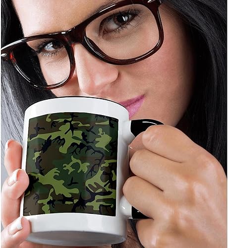 Miniatura 2 de 3dRose mug_38095_4 - Taza negra de dos tonos, color camuflaje verde y marrón, 11 onzas, multicolor