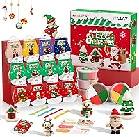 Vista 1 de Kit de arcilla seca al aire – tema de Navidad, arcilla de modelado para niños, modelo de arcilla mágica de bricolaje con herramientas de escultura