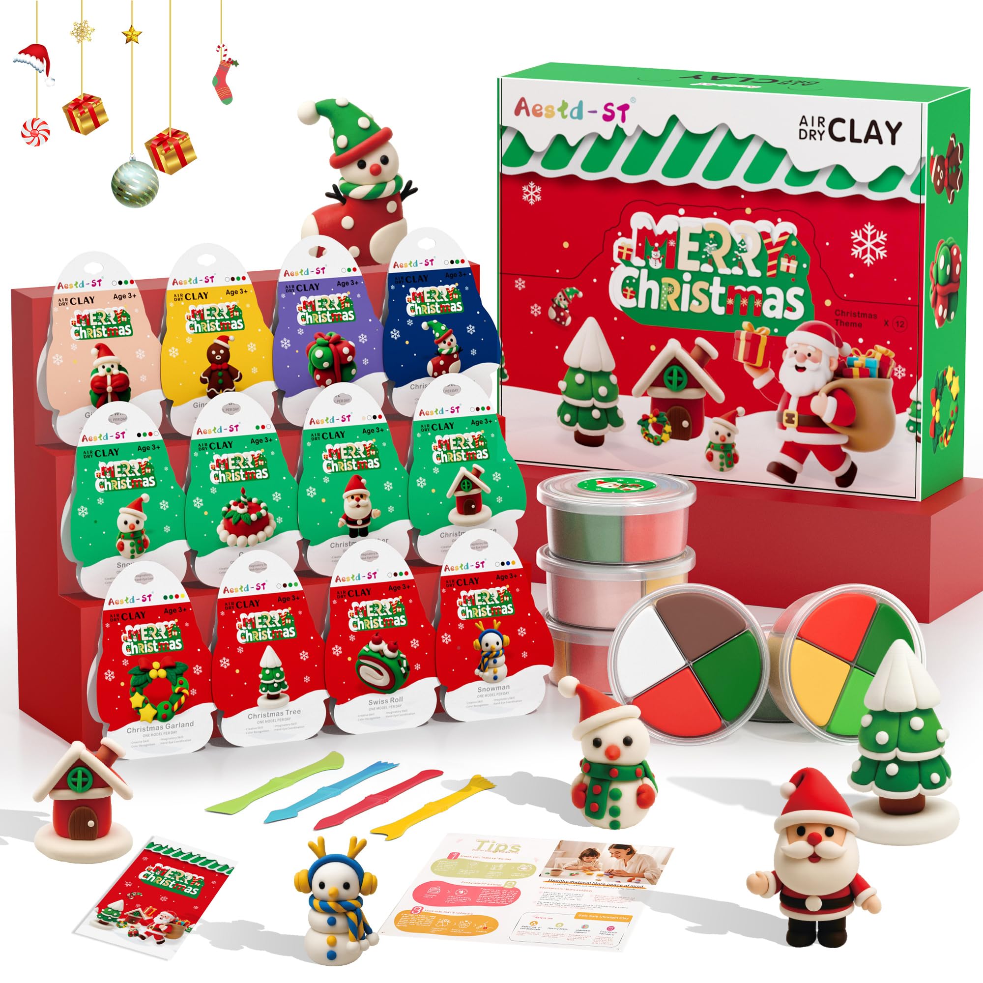 Aestd-ST Air Dry Clay Kit - DIY Christmas Crafts, Modeling Clay for Kids | 12 Boxes Magic…