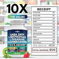 Vista 7 de NEW AGE GABA 750mg 5 HTP 200mg L Triptófano 500mg L Teanina 200mg Ashwagandha SAM-e L-Glicina - Vitaminas para mujeres y hombres con 5-HTP