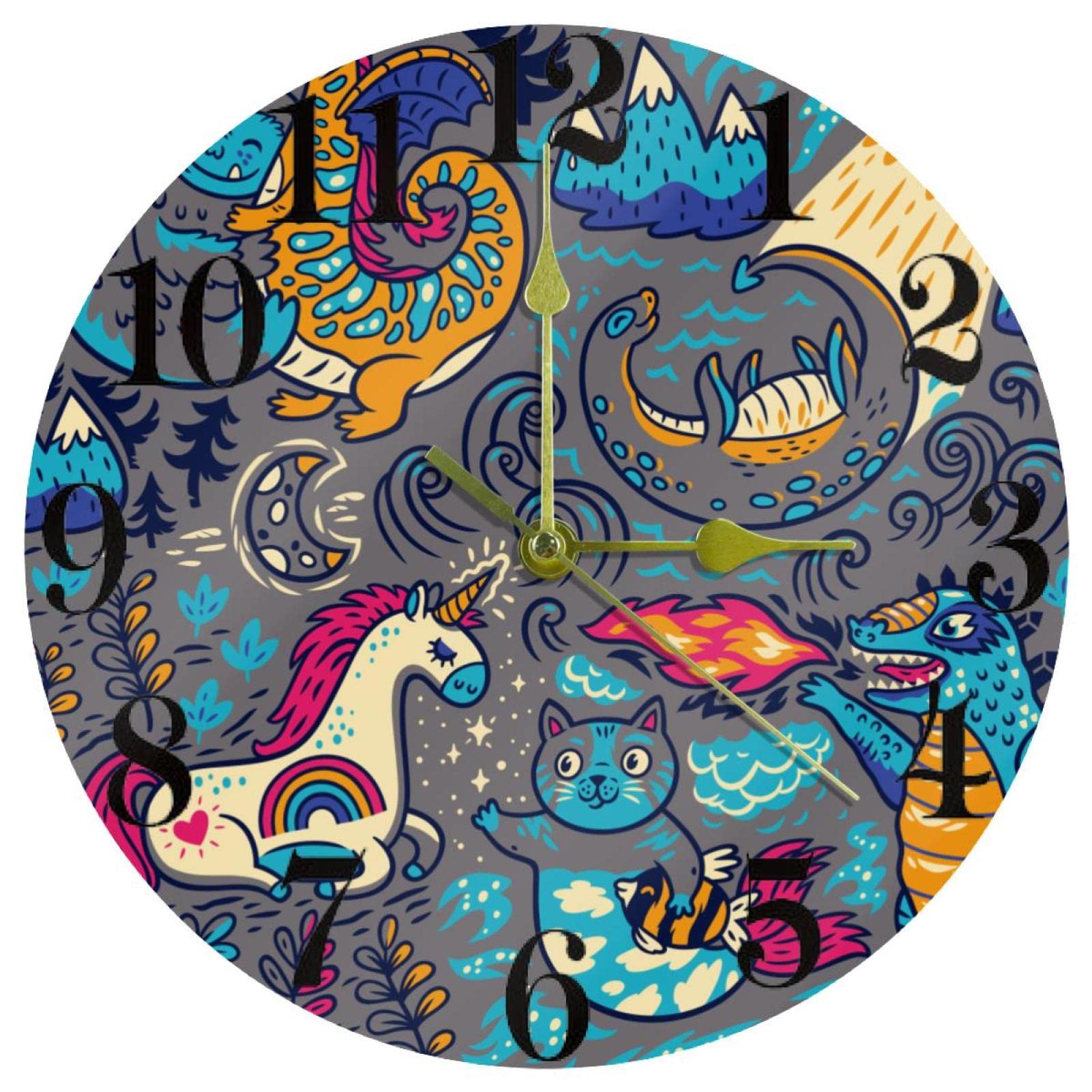 Horloge murale dinosaure silencieuse à quartz pour enfant