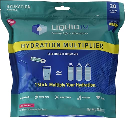 Liquid I.V. Multiplicador de hidratación, polvo electrolito, paquetes fáciles de abrir, mezcla de bebidas de suplemento (fruta de la pasión, 30