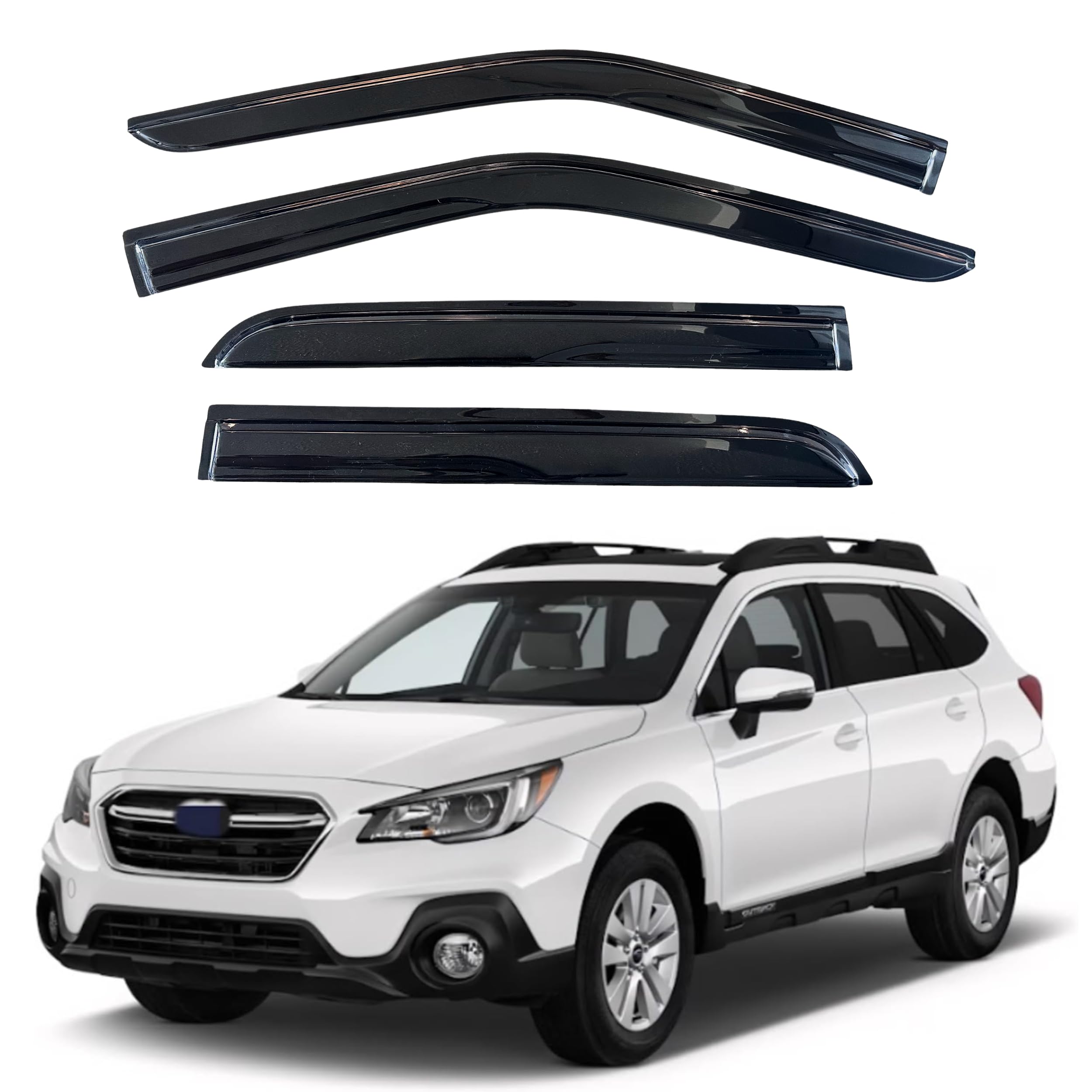 KPY Window Visor Compatible with Subaru Outback 2015-2019, 4PC Rain Guard Side Window Vent Deflectors Tape-On Mugen Style, 2015 2016 2017 2018 2019