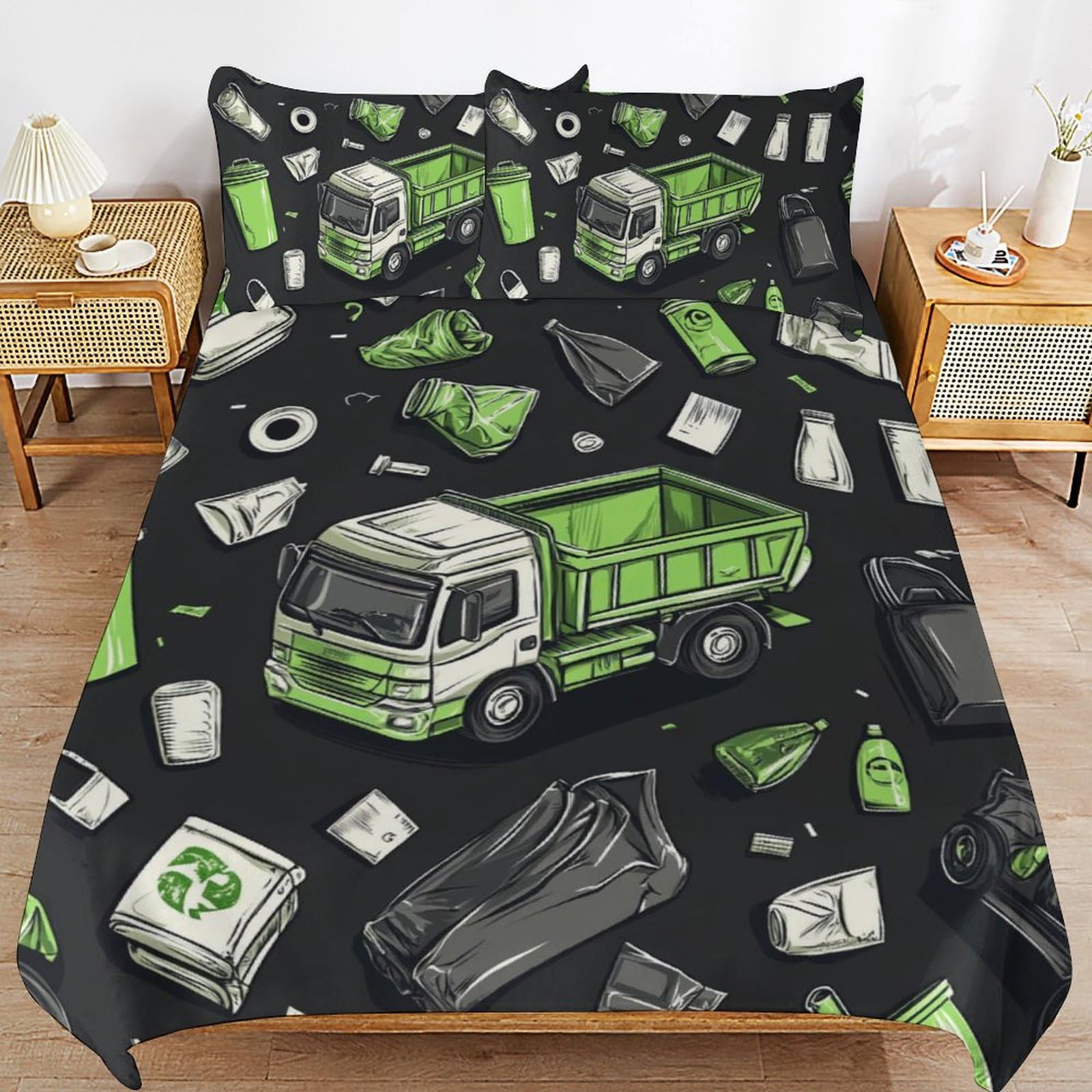 Funda nórdica 135 x 200 cm de ropa de cama infantil con dibujos animados de animales y dos almohadas