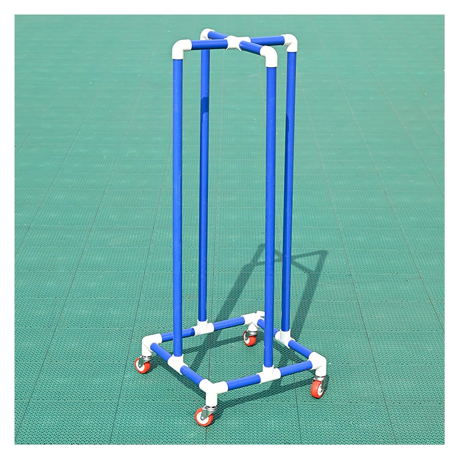 Supporto per Hula Hoop Supporto per anelli sportivi in ​​PVC, pratico carrello portaoggetti per hula hoop per interni ed esterni.