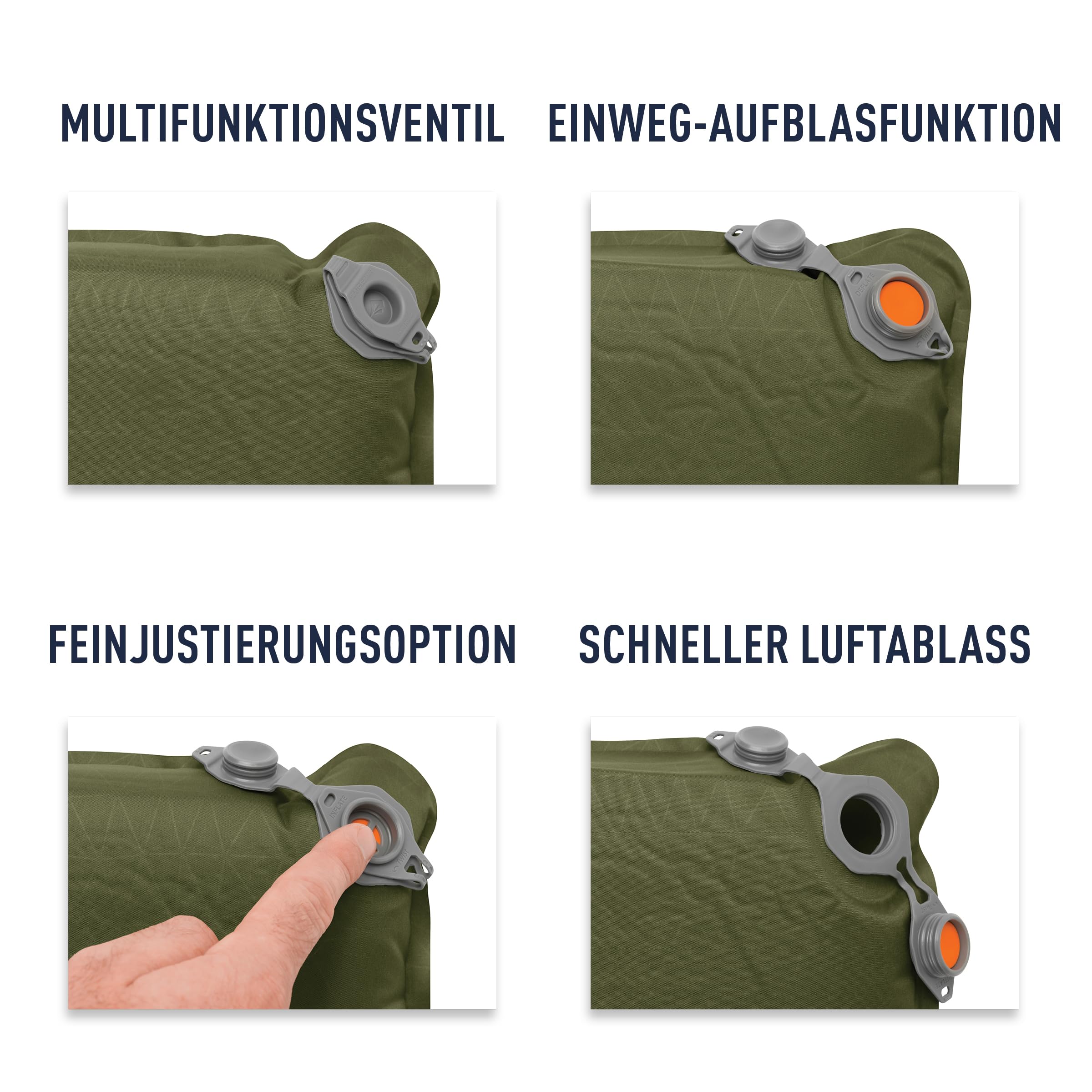 SEA TO SUMMIT - Camp Plus Self Inflating Isomatte Large - Dicke & warme Schlafmatte - Reparatur-Kit & Pillow Lock-System - 4 Jahreszeiten - Camping - 198 x 64cm - Green - 1185g