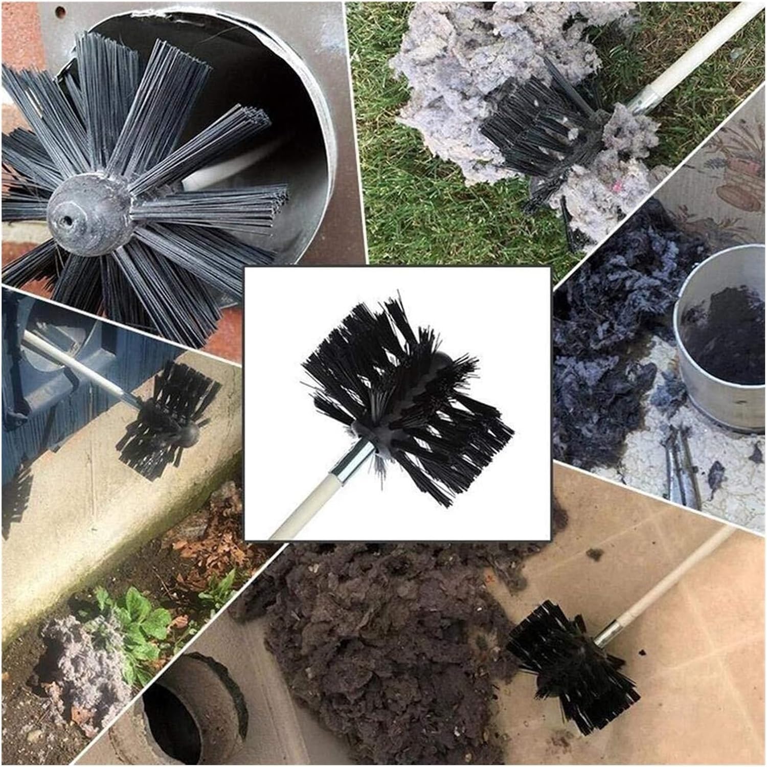 Juego De Cepillos For Limpieza Chimeneas, Deshollinadores Flexibles, Limpiador Fregaderos, Conductos Campana Extractora, Paredes Calderas(9 Rods,610mm)
