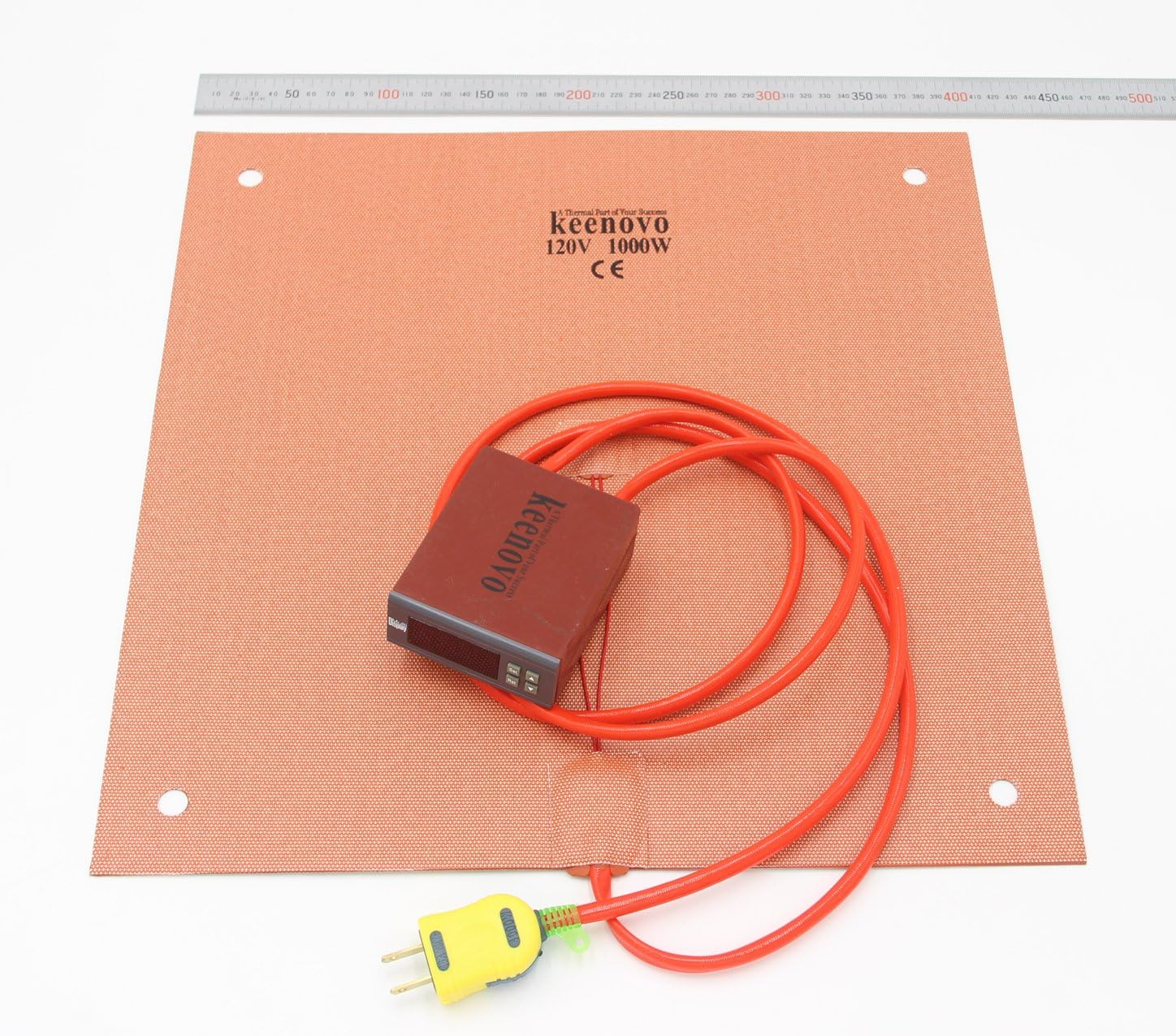 KEENOVO Silicone Heater 400x400mm 1000W for Creality CR-10 S4 3D Printer HeatedBed w/Digital Controller & Pre-made Screw Holes (120V)