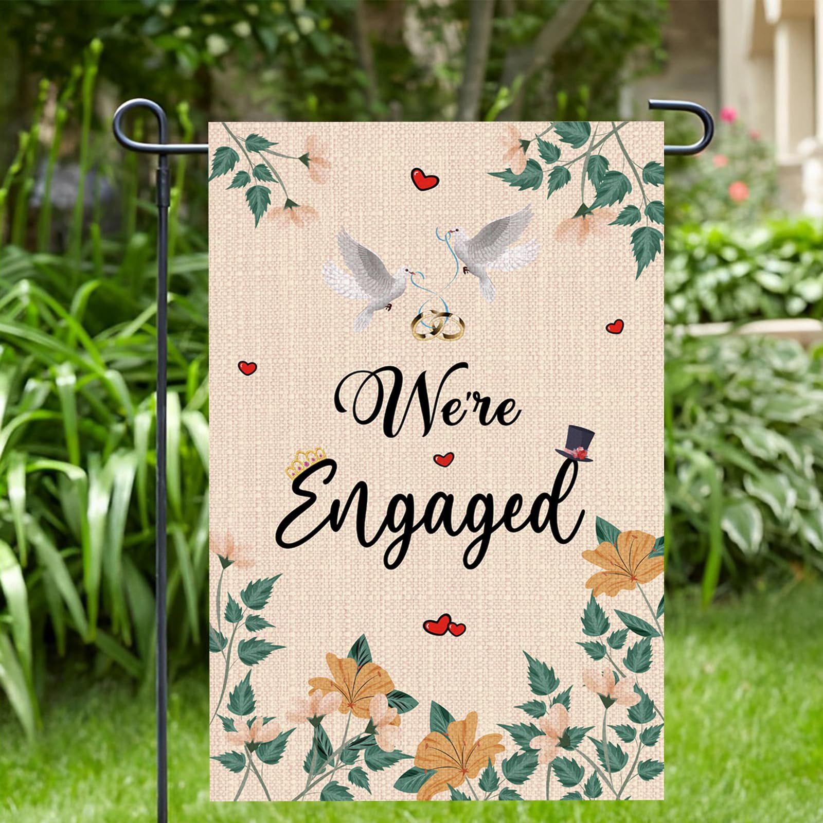 Amazon.com : Kimini-Ki We're Engaged Garden Flag, Engagement