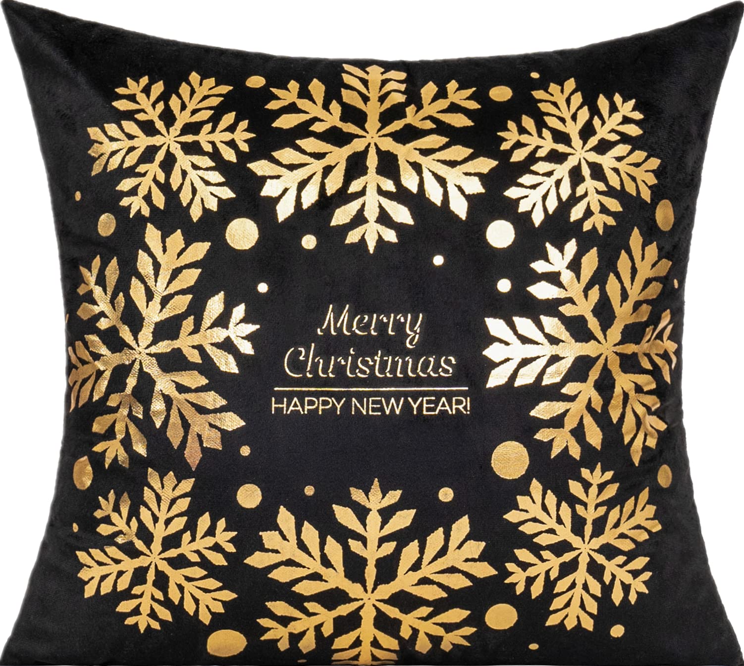 All Smiles Kissenbezug 4 Stück 45x45cm Weihnachten Samt schwarz golden Dekorative Kissenhülle draußen Dekokissen Sofakissen Zierkissenbezüge für Sofa Schlafzimmer Wohnzimmer Auto Zuhause Dekoration