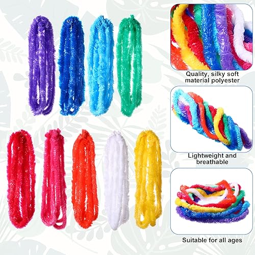 Miniatura 3 de 180 piezas de plástico Lei surtido colorido vibrante flor Lei collares florales hawaianos Lei para Hawaii Luau Tropical cumpleaños, baby shower,