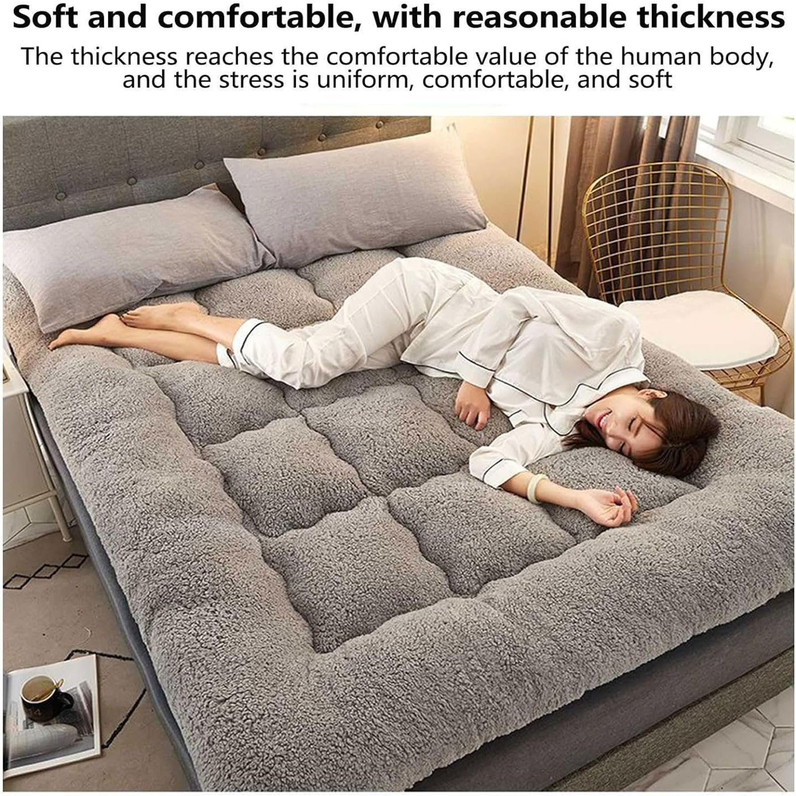 Colchón Todo Incluido Sábana Bajera Espesada Funda de Colchón 100% Algodón Soja Antideslizante Acolchado Colcha para Apartamento Dormitorio (Color : Marrón Tamaño: 200 x 220 cm)