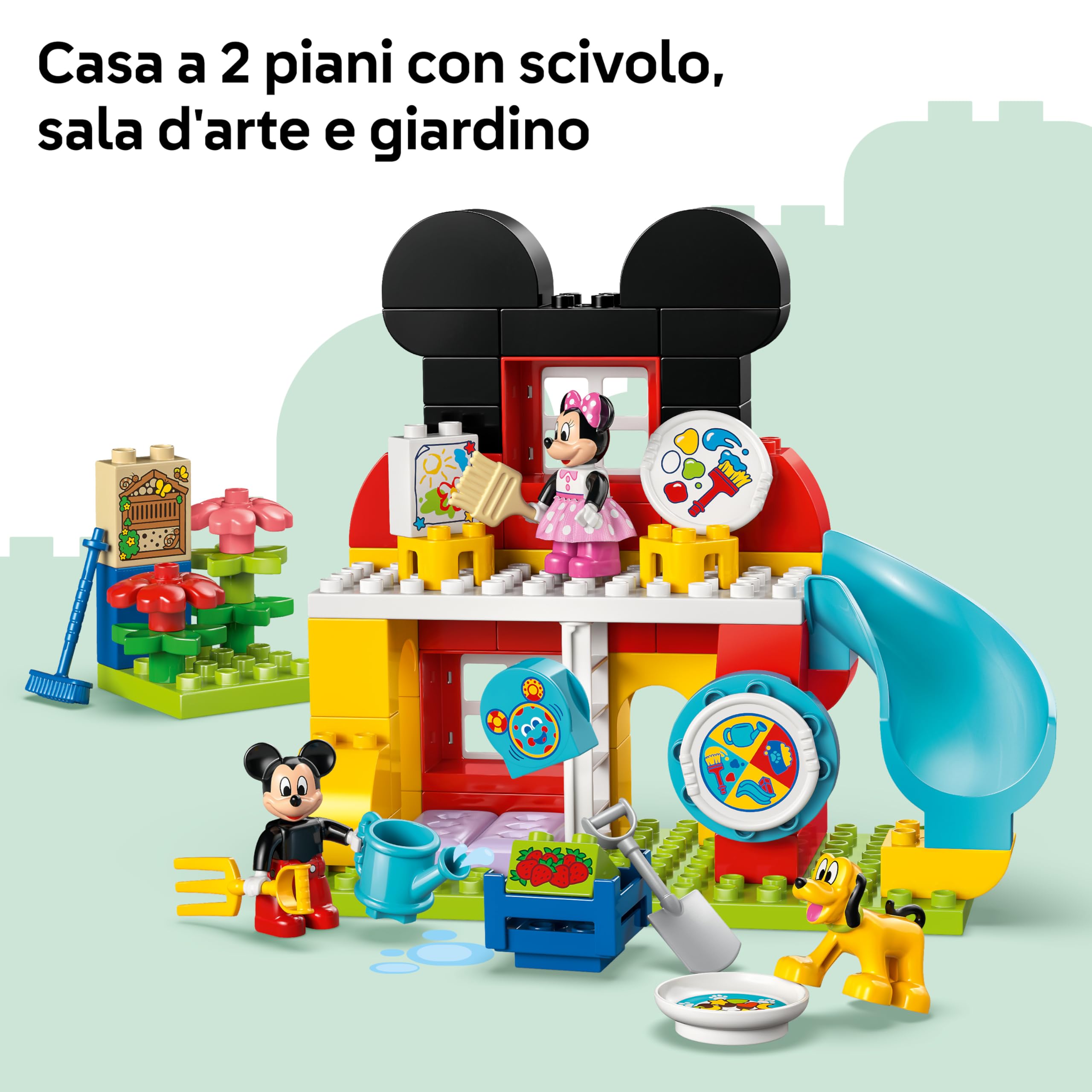 LEGO DUPLO Disney La Casa di Topolino con Minnie e Pluto Giocattolo - Gioco Didattico per lo Sviluppo della Motricità Fine con 3 Personaggi e Toodles - Regalo per Bambini e Bambine da 2 Anni - 10465