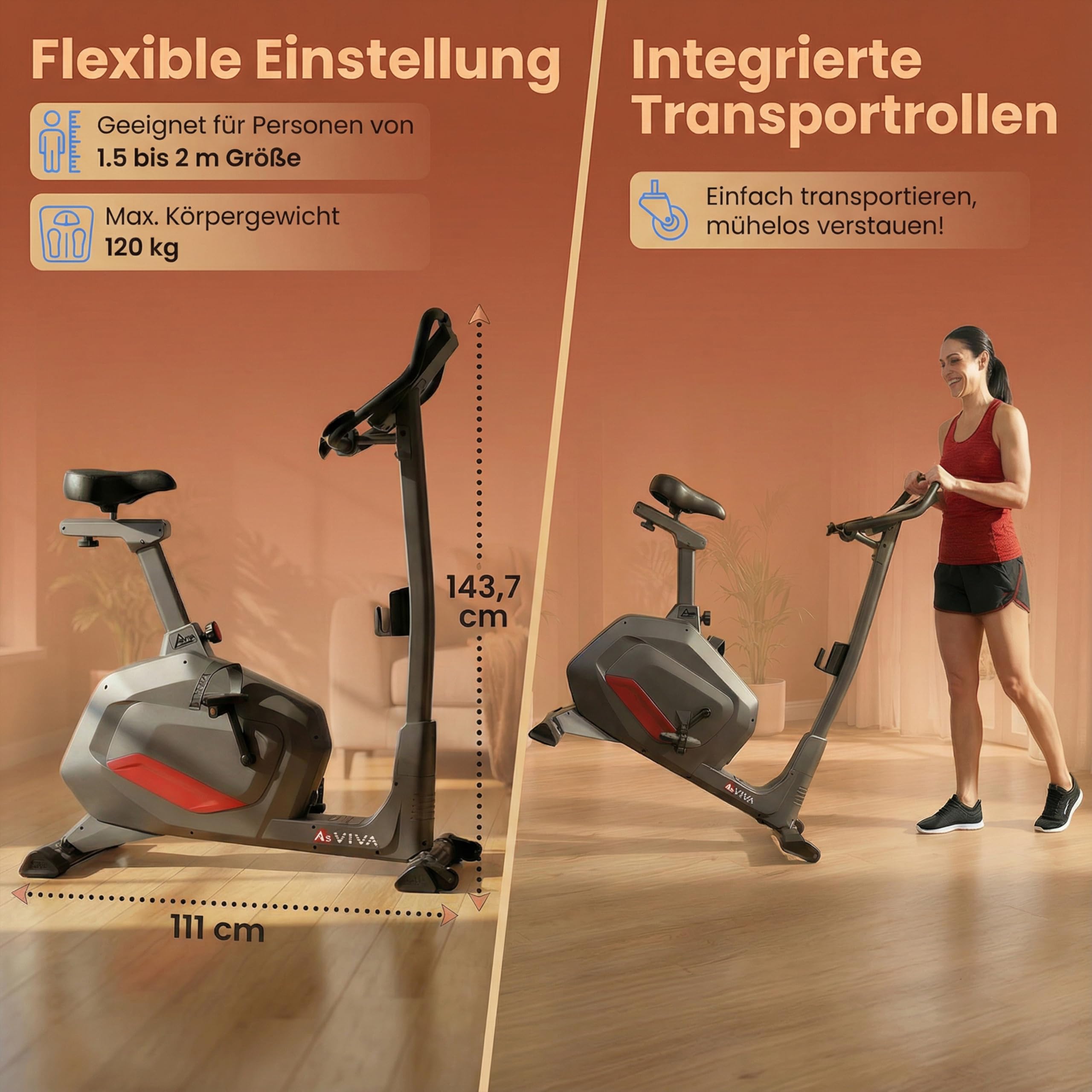 AsVIVA H22 domowy trenażer treningowy – rower fitness do domu, do treningu wytrzymałościowego wewnątrz