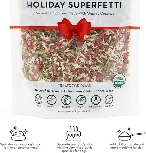 Miniatura 3 de Lord Jameson Holiday SuperFetti - Gránulos para perros, 3 onzas, rojo y verde, adorno orgánico para alimentos hechos de coco, golosinas
