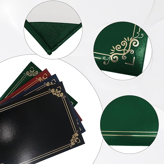 GraduationMall Diploma Cover Certificate Holder with Gold Foil Border for A4 Award Paper Classic Smooth Forest Green