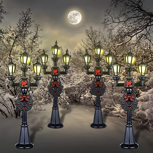Miniatura 4 de Lámpara de Navidad para poste de aldea, accesorios de aldea, lámpara de tren, farol, lámpara de calle en miniatura, luces de calle decorativas para