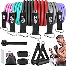 Zacro Resistance Bands Set, 6 Fitnessbänder Set Widerstandsbänder,Widerstandsband Set Fitnessband mit Griff Knöchelriemen Türankerbefestigung Tragtasche, Fitness Bänder für Krafttraining Physiotherap
