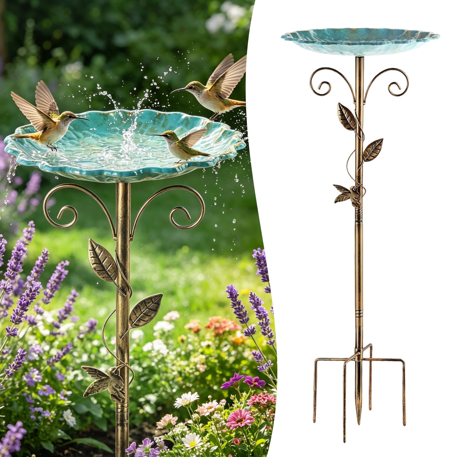Bird Bath for Garden, 30 Inch Metal Birdbath & Supports, Free Standing Vintage Bird Bath Feeder Bowl for Outdoors Patio Yard Lawn Decor
