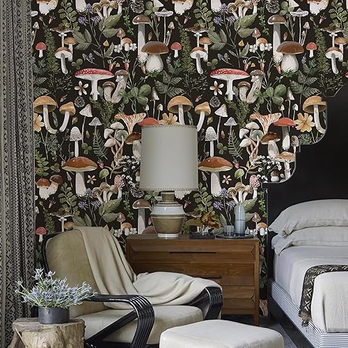 Miniatura 3 de Forro adhesivo para estantes, papel de contacto de hongos boho para armarios, película de vinilo decorativa para cajones de dormitorio, calcomanía