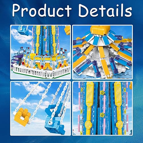 Miniatura 4 de Juego de construcción Swing-Ride con control eléctrico motorizado, luz LED de parque de atracciones urbano, juguete para niños y niñas de 6, 7, 8 y