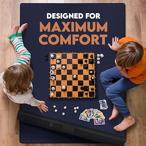 Miniatura 111 de Tapete de juego de mesa de 42 x 66 pulgadas, tapete Mahjong para mesa con bolsa de transporte, tapete de juego de neopreno antideslizante, cubierta