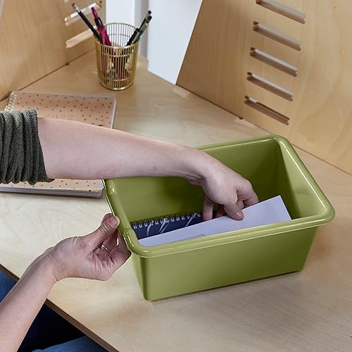 Miniatura 10 de ECR4Kids Cubo de almacenamiento frontal con cucharada, organización multiusos, color verde helecho, 30 piezas