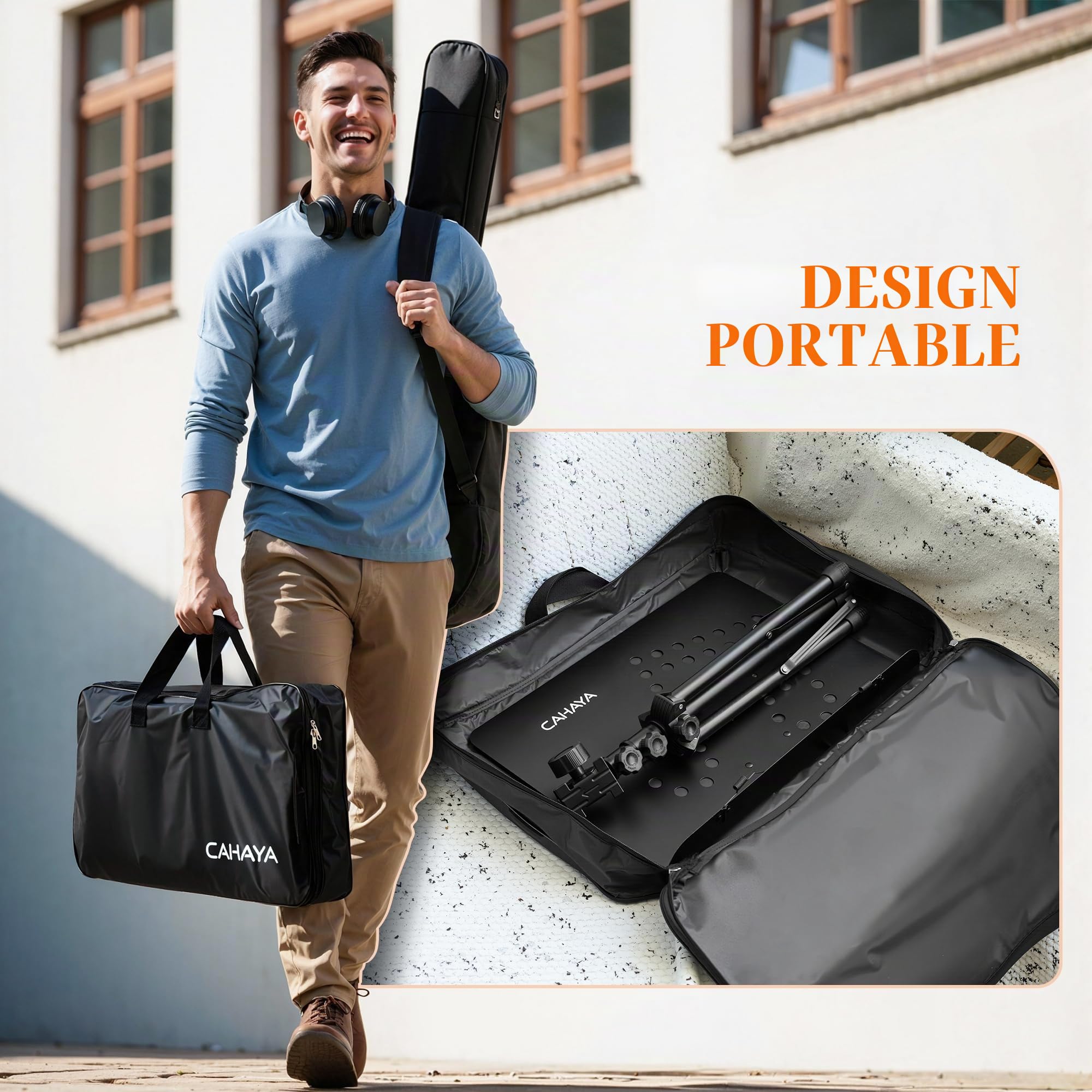CAHAYA Pupitre de Musique 2 en 1 Pliable et Réglable avec Sac de Transport Support de Bureau Portable Trépied Stable