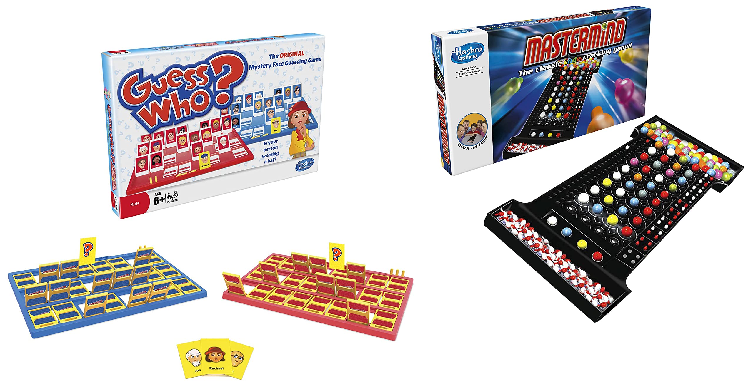 Hasbro Gaming Guess Who? Ages 6 and Up&Hasbro Gaming Mastermind Game, The Classic Code Cracking Game, Ages 8 and Up, Board Games for 2 Players