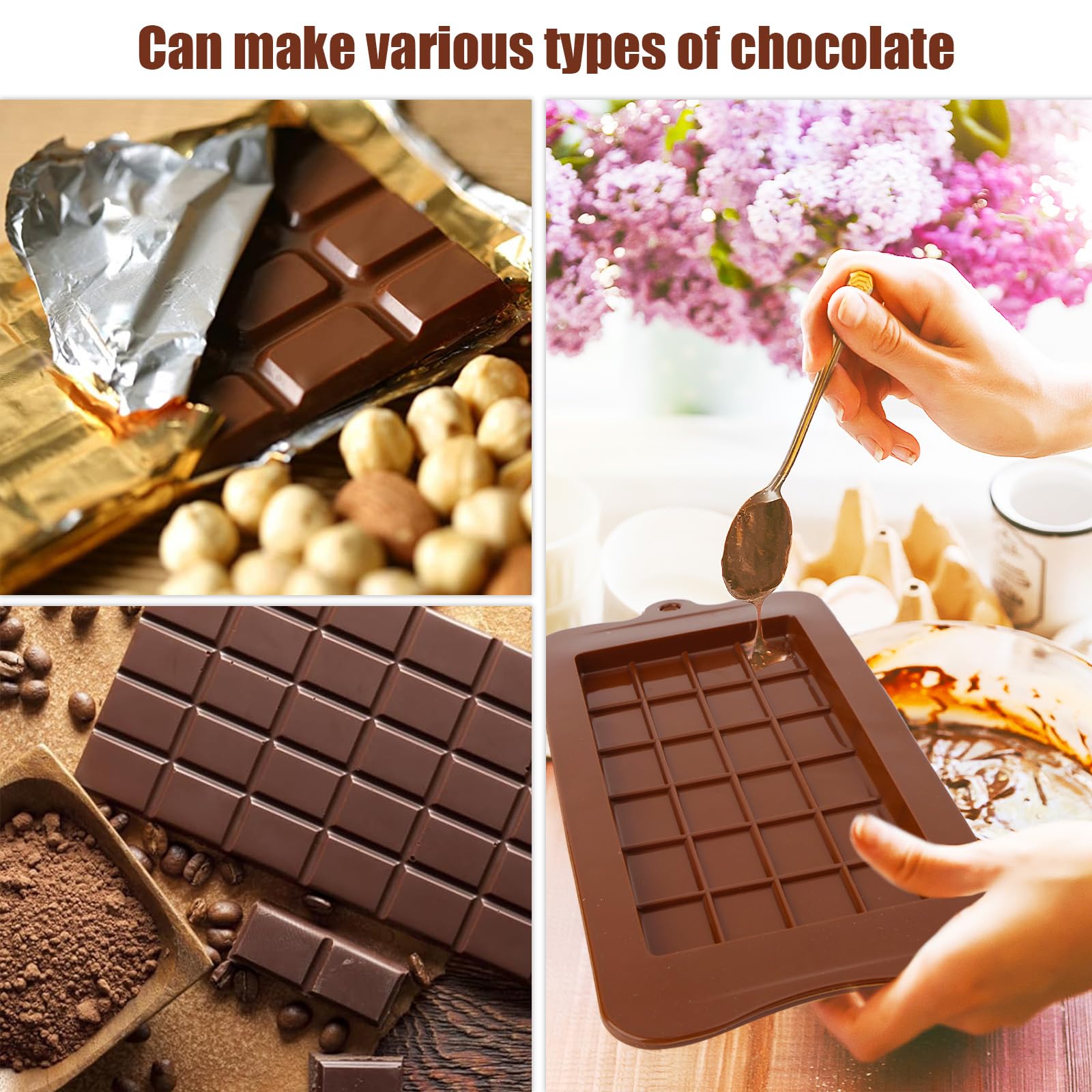 Chocoladevorm Antiaanbaklaag, Hittebestendige Chocolade Vorm Voedselveilige Siliconen Vorm Chocolade, Hittebestendig, Gemakkelijk los te maken, Voor Bakken