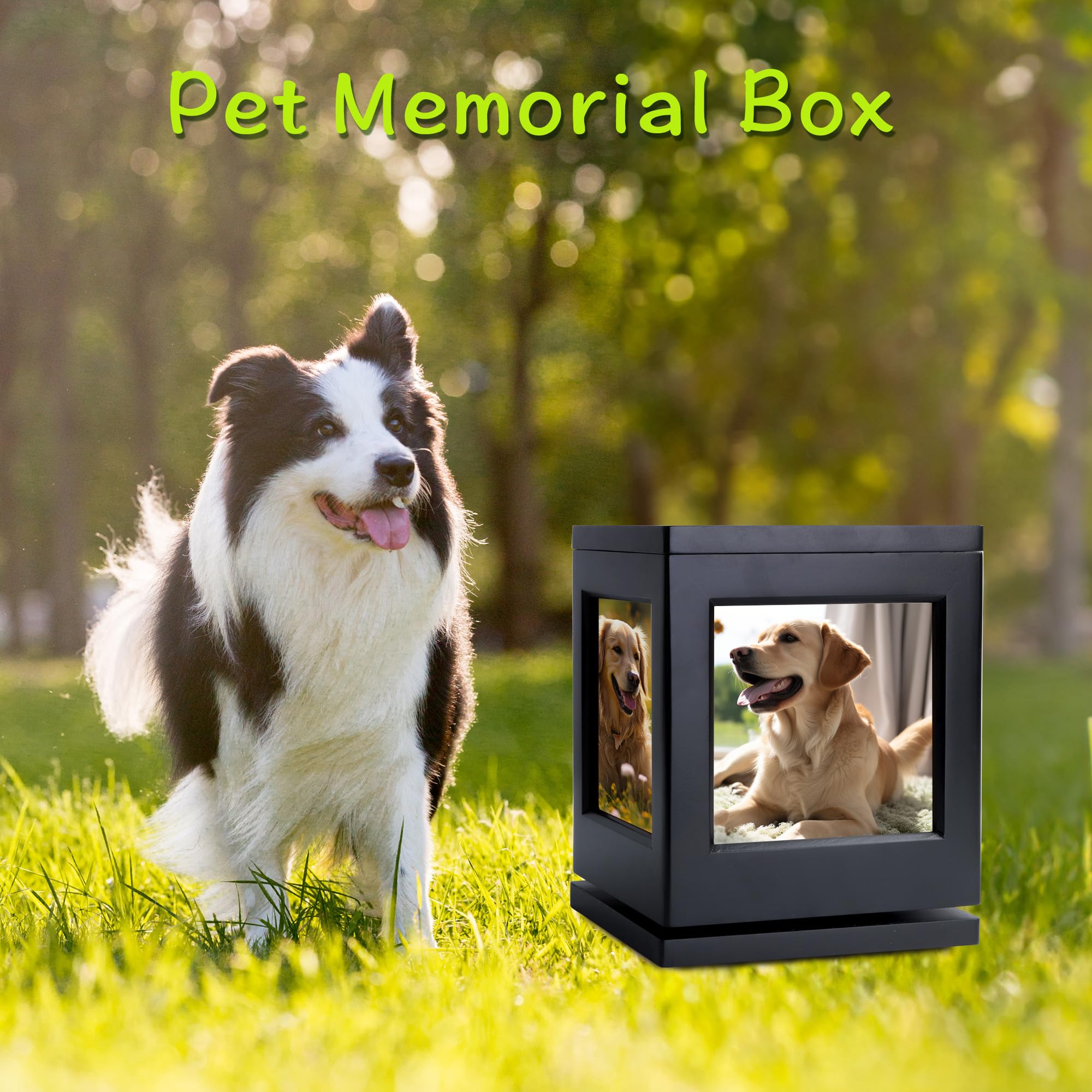 Urna commemorativa per cani in legno per ceneri di cani o gatti, grande urna funebre in legno, ricordo per proprietari di animali domestici, con inchiostro stampato a artiglio e sacchetto di
