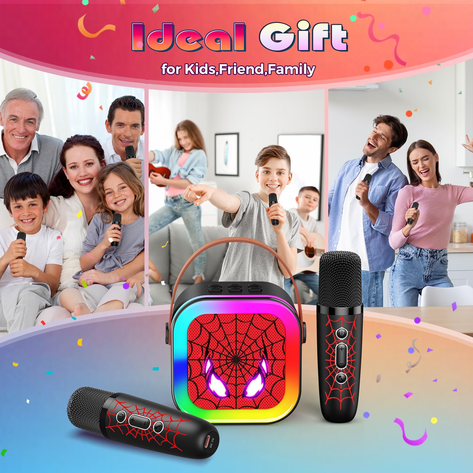 Braxel Karaoke Infantil 2 Microfonos Inalambricos Karaoke, Regalo Niño 3-12 Años Micrófono Inalámbrico Juguetes Niña 3-12 Años Microphone Niñas Regalo Bluetooth para Cantar