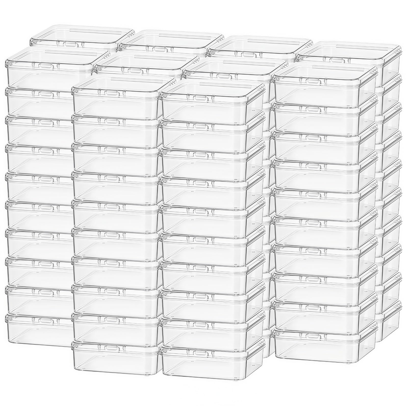 100 Pieces Square Mini Clear Plastic Storage Box, 2.95x2.95x0.98 inch