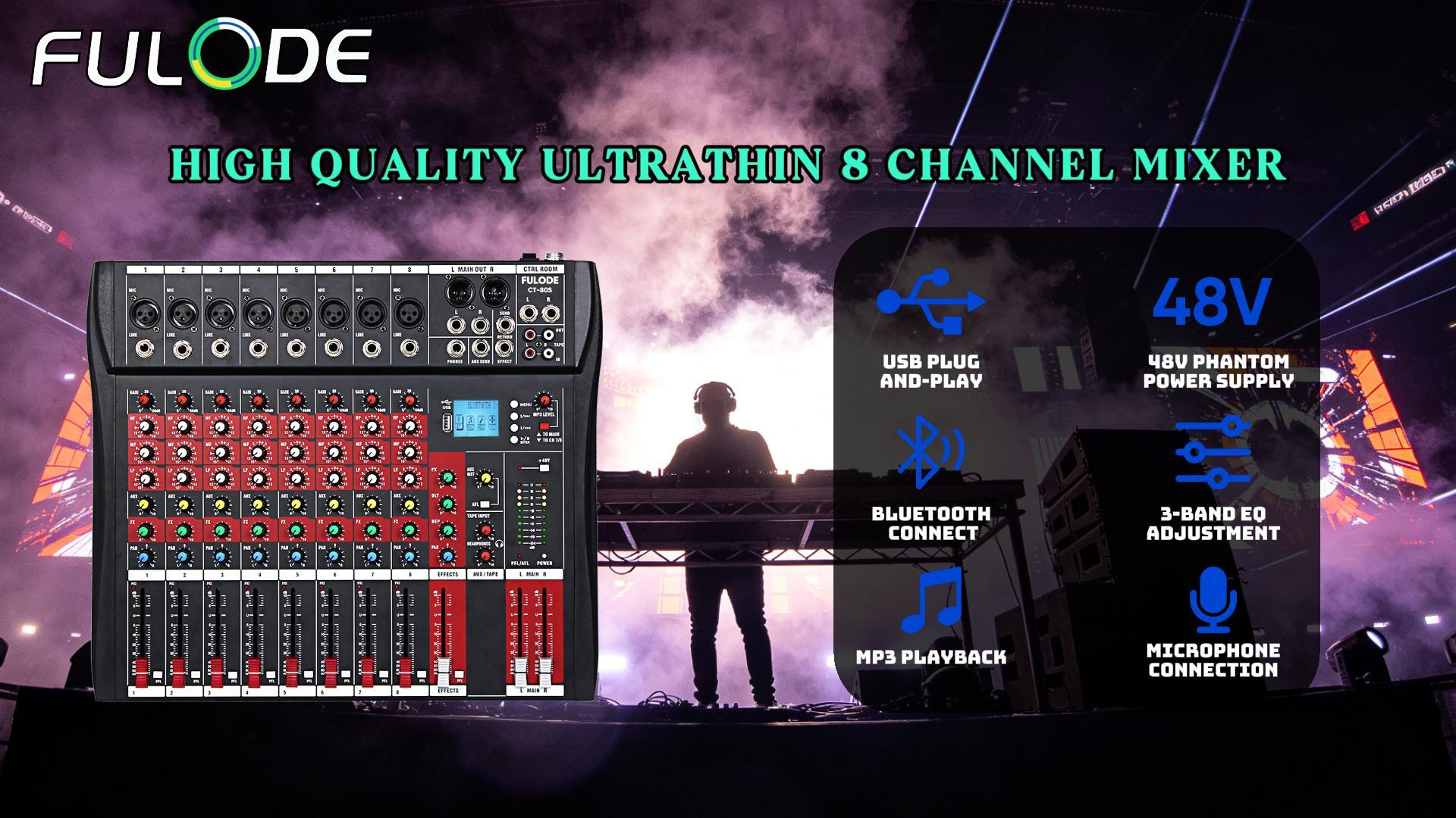 Amazon.com: FULUODE Audio Mixer 8 Channel, CT-80S Professional