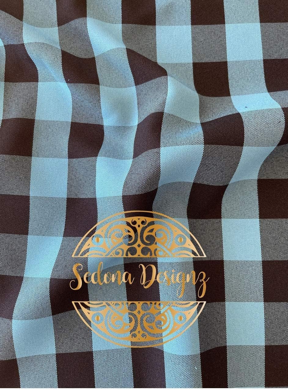1" Checkered Gingham PolyPoplin Fabric by the Yard