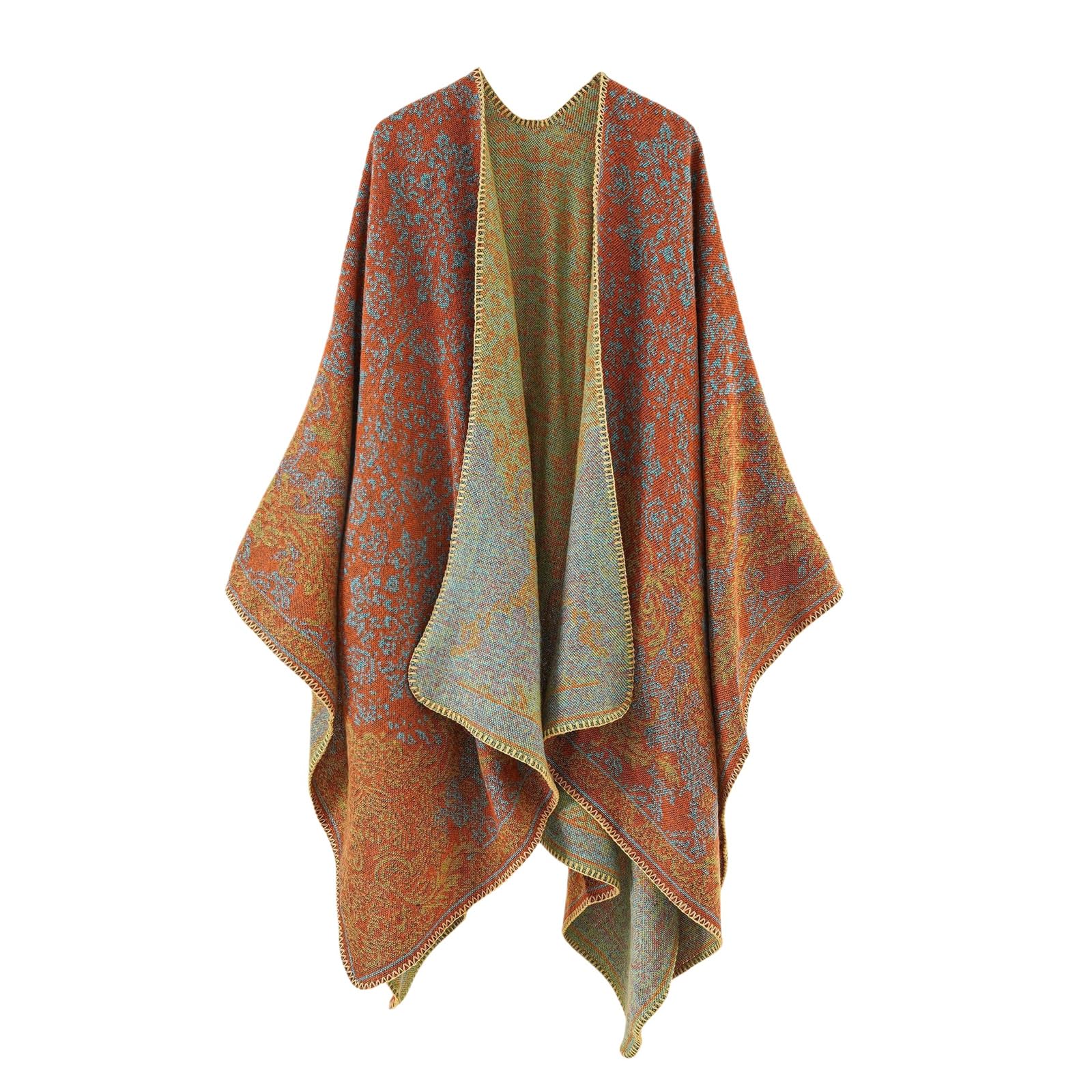 Capa poncho floral de invierno para protegerse del frío con estilo 7
