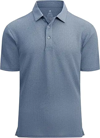 Alex Vando Mens Bubble Jacquard Polo Shirt Super Stretch Short Sleeve Polo Shirts for Men