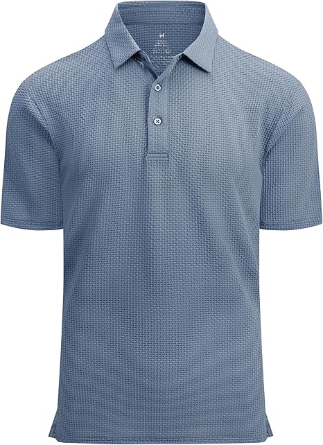 Alex Vando Mens Bubble Jacquard Polo Shirt Super Stretch Short Sleeve Polo Shirts for Men