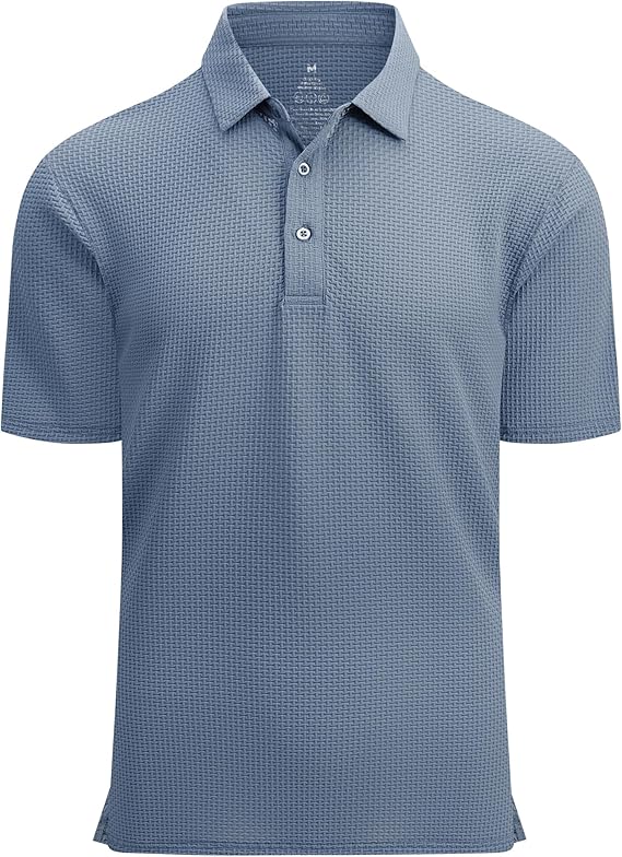 Alex Vando Mens Bubble Jacquard Polo Shirt Super Stretch Short Sleeve Polo Shirts for Men