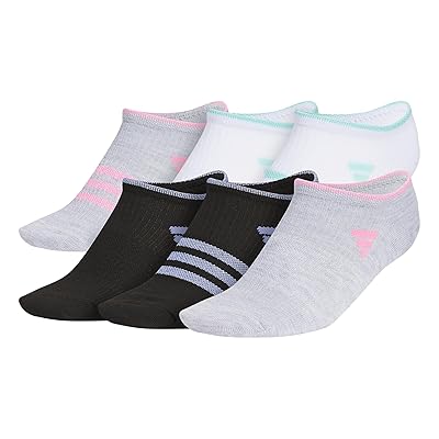 adidas Kids Superlite 3.0 6 Pack No Show (Toddler/Little Kid/Big Kid/Adult) Girls Shoes White/Shiny Energy Aqua/Shiny Bliss Pink