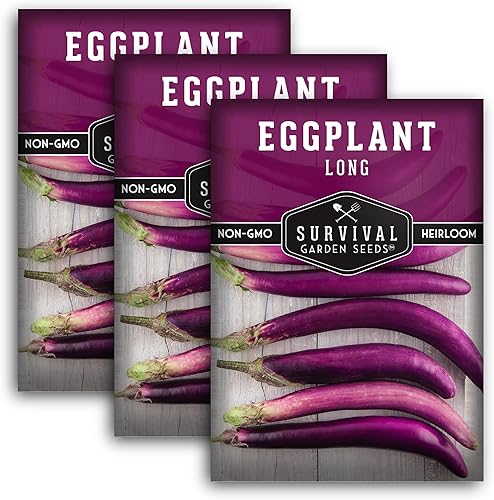 Miniatura 9 de Paquete de 2 semillas largas de berenjena morada para plantar, paquete con instrucciones para cultivar plantas de berenjena italiana en el huerto de