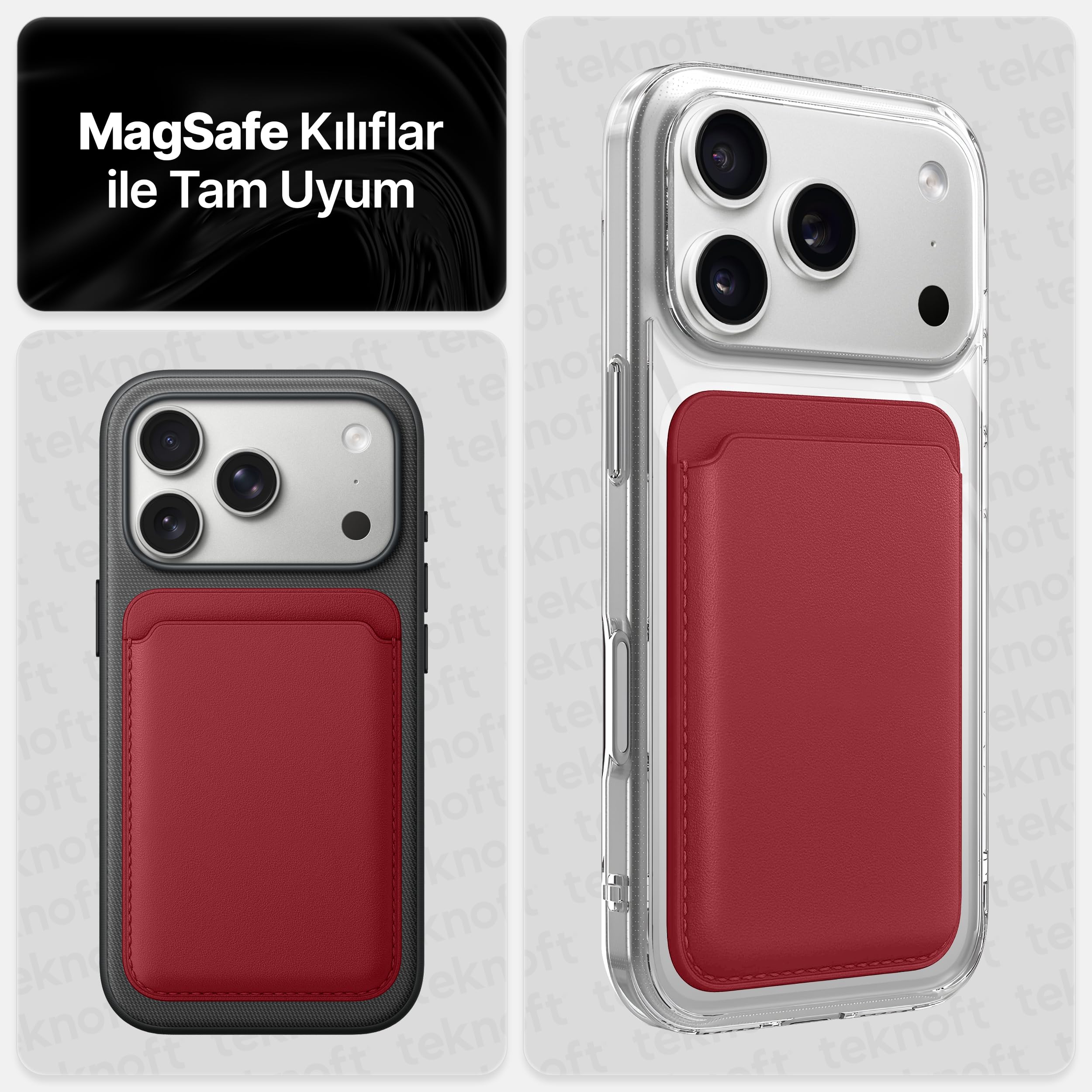 Teknoft iPhone 17/16/15/14/13/12 Serisi için Güçlü Manyetik Özellikli Magsafe Aksesuarlarıyla Uyumlu