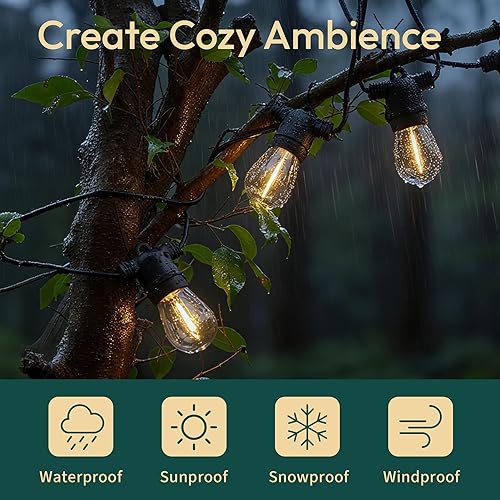 Miniatura 3 de ALAMPEVER Paquete de 48 bombillas LED de repuesto, bombillas LED S14 para exteriores, inastillables e impermeables, bombillas LED E26 de 1 W, 2200