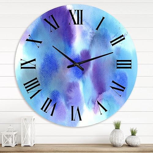 Reloj de pared moderno 'Blue and Violet Cloudscape' Reloj de pared grande para decoración de oficina