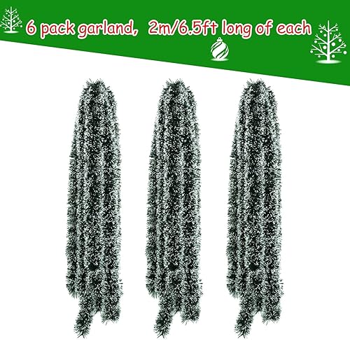 Miniatura 2 de FEPITO Guirnalda de pino de Navidad artificial de 39.4 ft39 pies, decoración de Navidad con 24 lazos de corona de Navidad rojos navideños, guirnalda