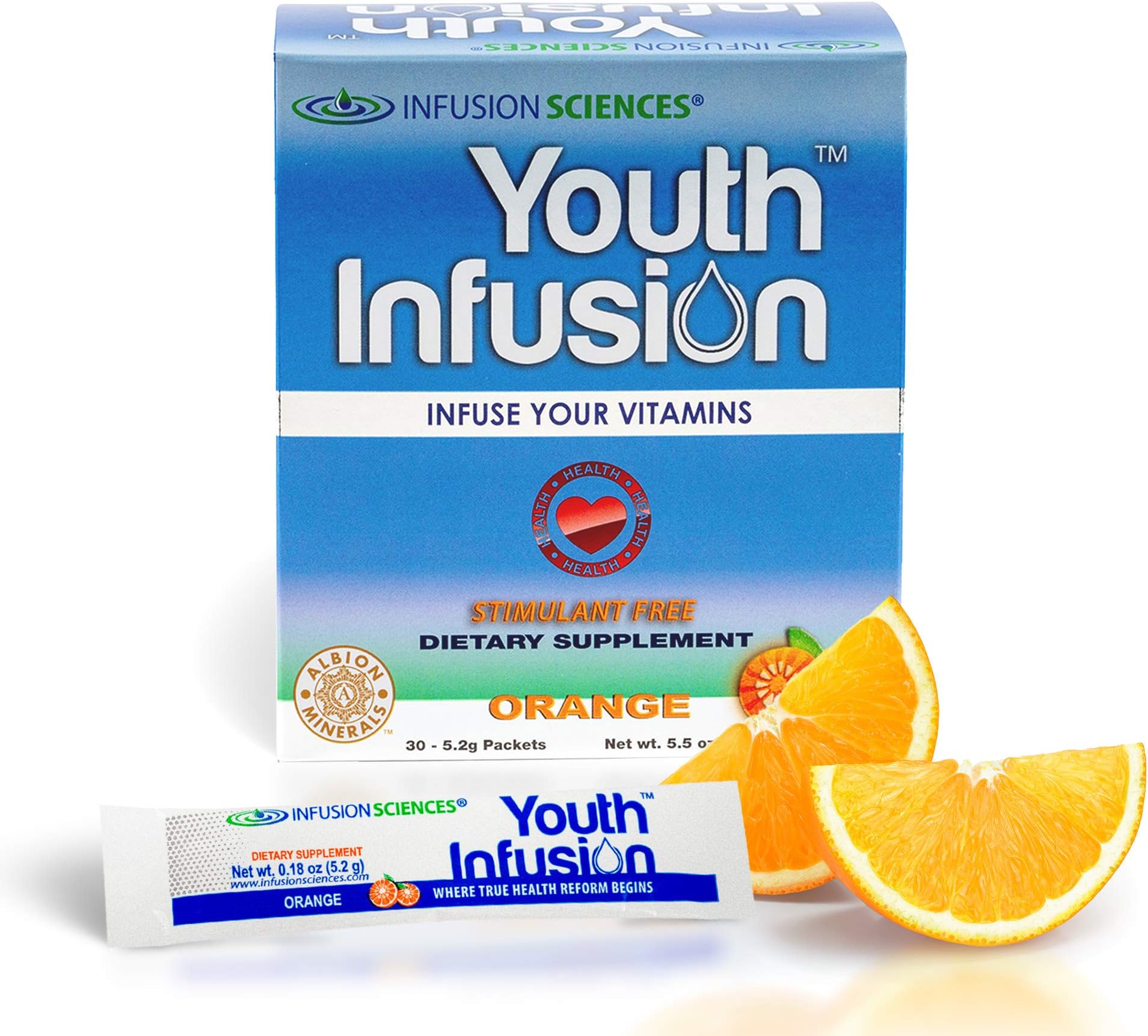 Powdered Vitamin C, Electrolyte Water, Amino Acid, Multivitamin Drink, Health Drinks with No Sugar, No Stimulants, and No Artificial Ingredients, 30 - 5.2g packets - Youth Infusion