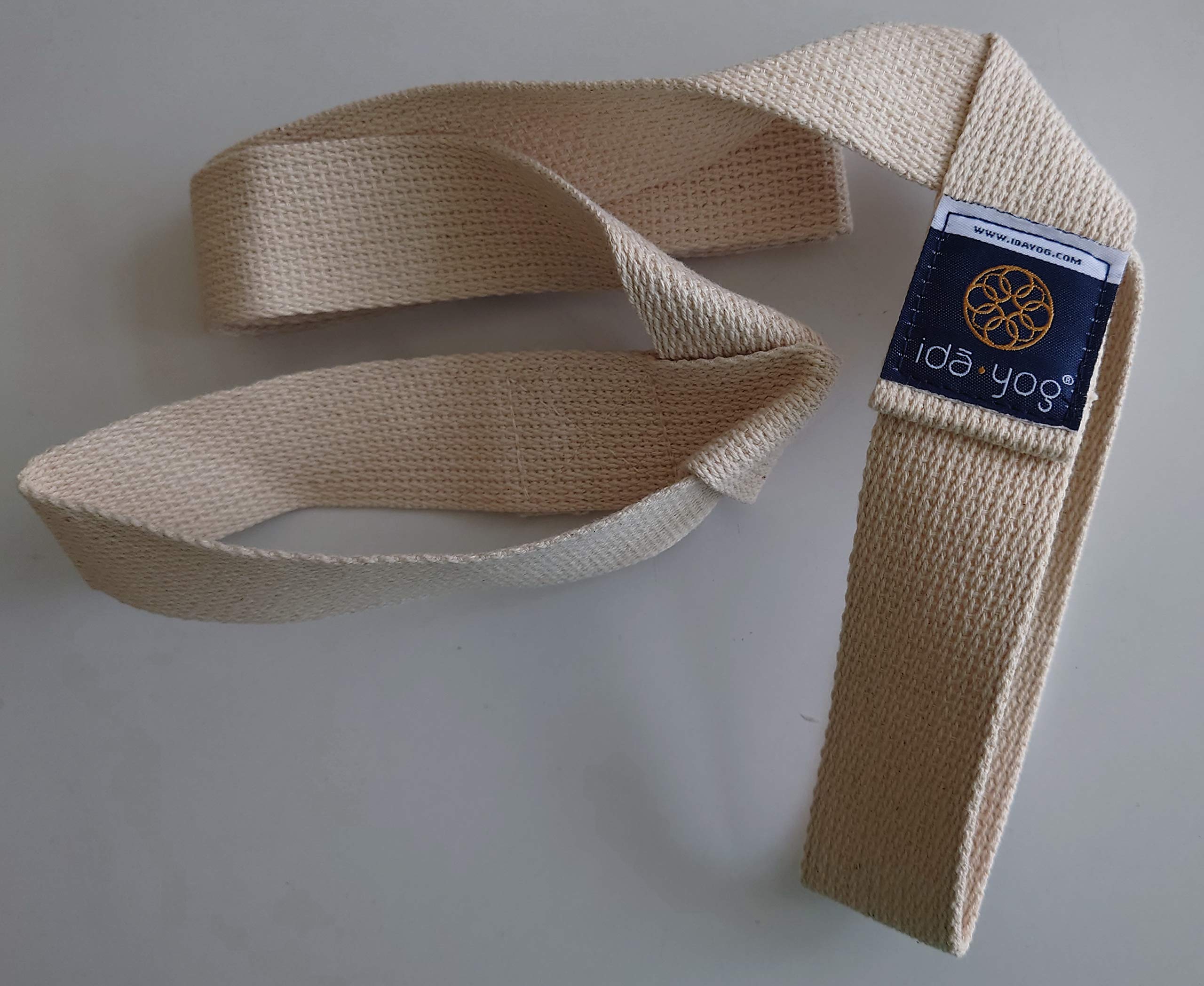 Ida Yog Dhriti Practice Beige Yoga Mat Sling Carrier, Designed to fit mats of Any Size, eco-Friendly, Simple Hands-Free Design, Natural Cotton Twill and Webbing