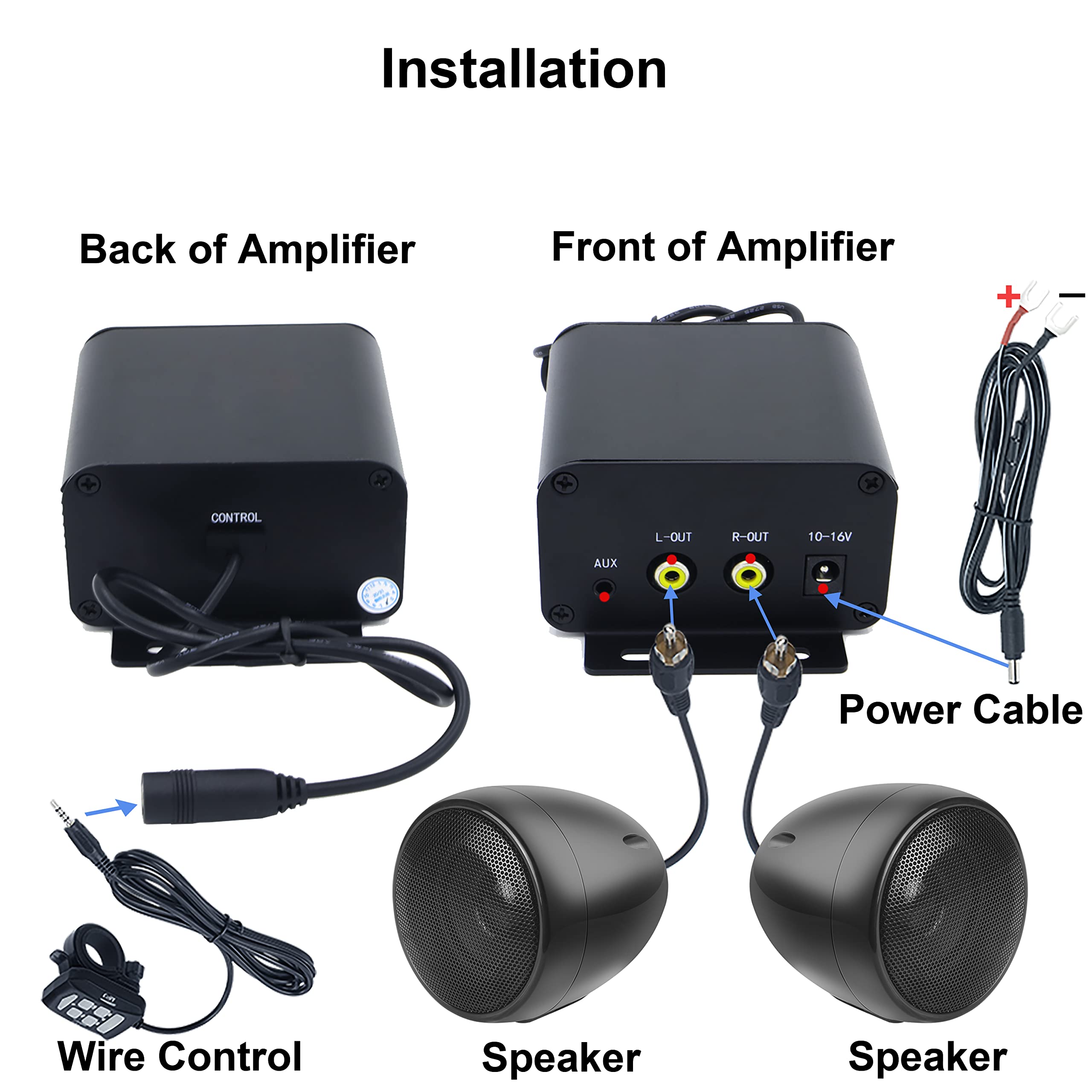 iMESTOU Amplificatore per Moto con AUX, MP3, Radio FM, 4 Pollici Full Range Impermeabile Bluetooth Altoparlanti Stereo Adatto per Manubrio Moto ATV UTV RZR