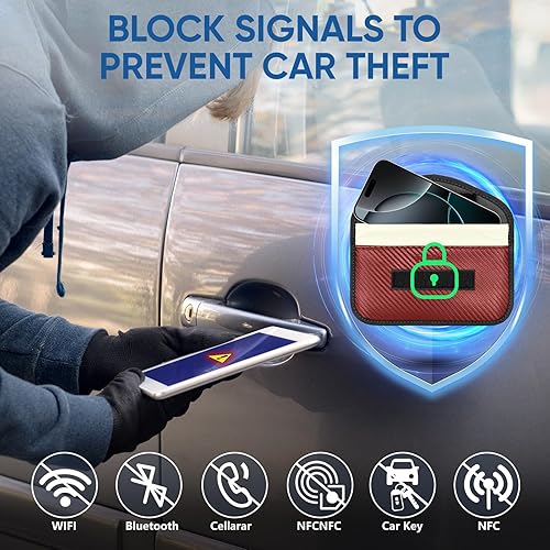 Vista 148 de TICONN Faraday - 2 bolsas para llavero, protector de jaula Faraday de 3.5 x 5.0 pulgadas, bloqueo de señal RFID para automóvil, bolsa antirrobo Negro